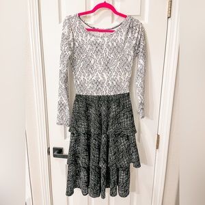 LULARoe Georgia Small Dress black and white long sleeve
